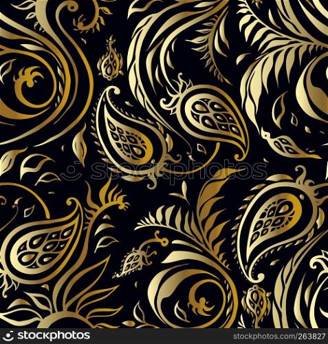 Paisley, Abstract Flower. Hand Drawn luxury old fashioned floral ornament, Victorian vector background. Can be used for wallpaper, website background, textile, phone case print. Paisley background. Vintage Seamless pattern with hand drawn Abstract Flowers.
