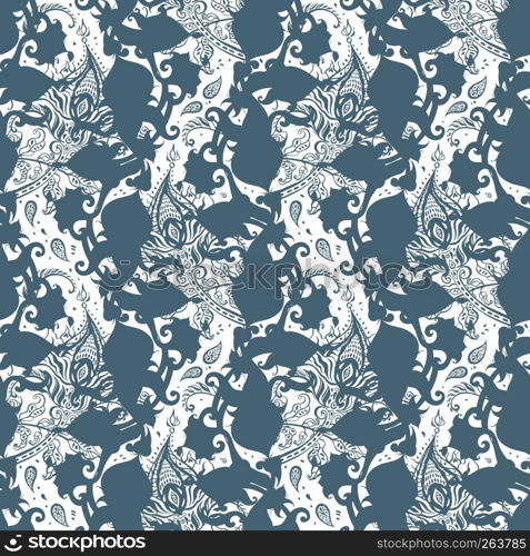 Paisley background. Vintage pattern with hand drawn Abstract Flowers. Seamless ornament. Can be used for wallpaper, website background, textile, phone case print. Paisley background. Vintage Seamless pattern with hand drawn Abstract Flowers.