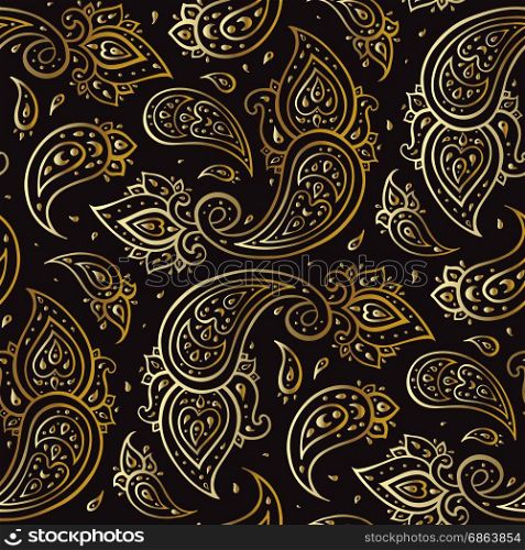 Paisley Beautiful golden seamless background.. Paisley Beautiful golden seamless background. Elegant Hand Drawn vintage Pattern