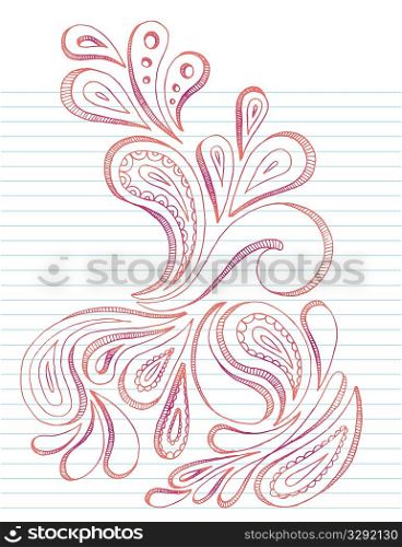 Paisley doodle on lined paper.