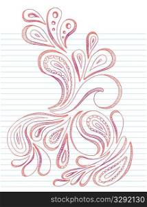 Paisley doodle on lined paper.