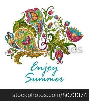Paisley ethnic decorative ornament for print. Floral design hand drawn illustration.. Paisley Decorative Pattern