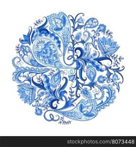 Paisley ethnic decorative round ornament for print. Floral design hand drawn illustration.. Paisley Decorative Pattern