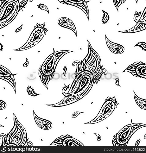 Paisley. Ethnic ornament. Hand Drawn Boho Vector illustration. Vintage fashion seamless pattern. Paisley background. Vintage Seamless pattern