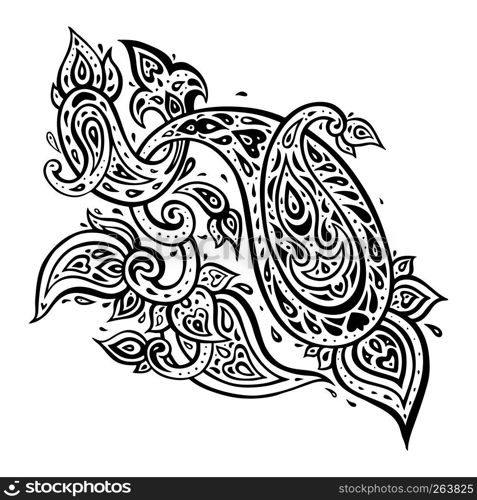 Paisley. Ethnic ornament. Vector illustration isolated. Hand Drawn old fashioned pattern. Paisley. Ethnic ornament. Vector illustration isolated