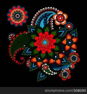 Paisley Floral Design Element. Bright Indian stylized flower. Paisley Floral Design Element