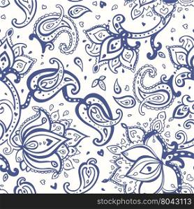 Paisley Hand drawn seamless pattern.. Paisley background. Seamless Hand Drawn vector pattern.
