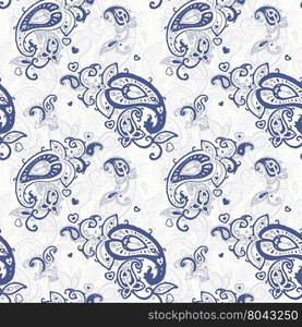 Paisley Hand drawn seamless pattern.. Paisley background. Seamless Hand Drawn vector pattern.