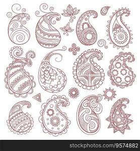 Paisley pattern collection indian and eastern vector image