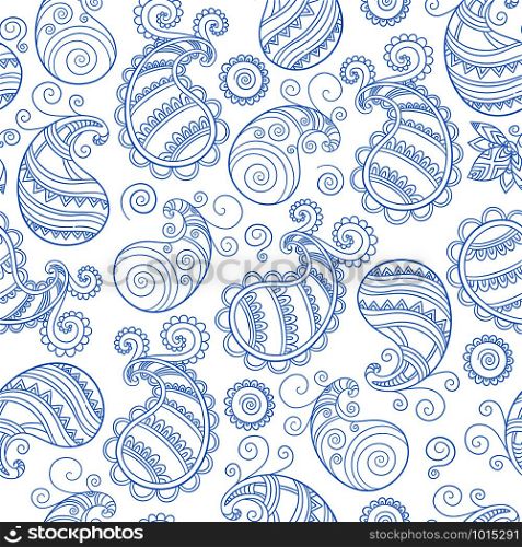 Paisley pattern. Traditional cultural of eastern people textile monochrome vector seamless background. Illustration of paisley pattern seamless stroke. Paisley pattern. Traditional cultural of eastern people textile monochrome vector seamless background