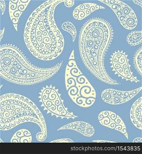 Paisley pattern vector background, seamless floral ornament in pale gray, blue colors, vector illustration. Abstract simple vintage Paisley pattern background, ornamental decoration. Paisley pattern background, pastel floral ornament