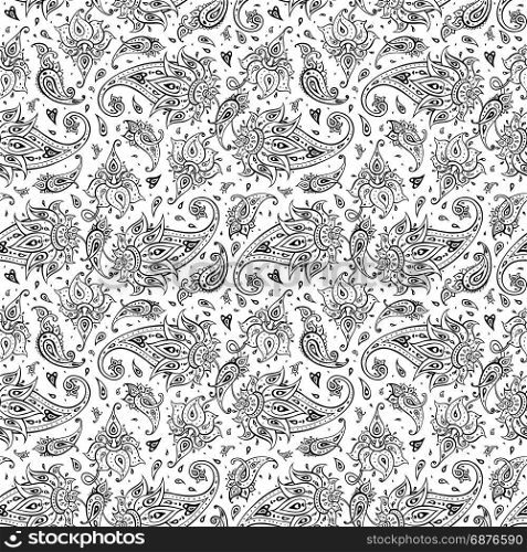 Paisley seamless background.. Seamless Paisley background. Elegant Hand Drawn vector pattern.