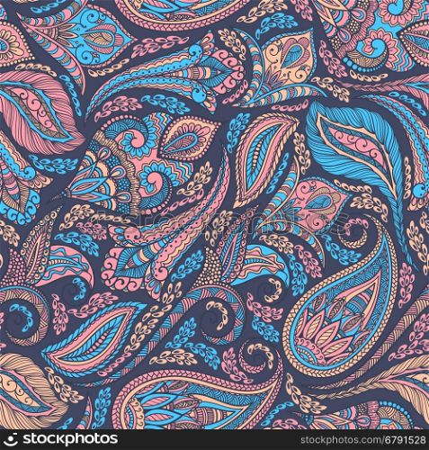 Paisley seamless fabric background pattern. Decorative vector illustration.. Paisley pattern