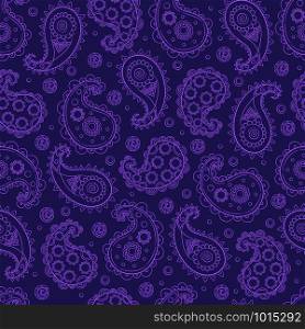 Paisley seamless pattern. India and eastern cultural textile background with paisley vector pictures. Background seamless and repetition pattern paisley illustration. Paisley seamless pattern. India and eastern cultural textile background with paisley vector pictures