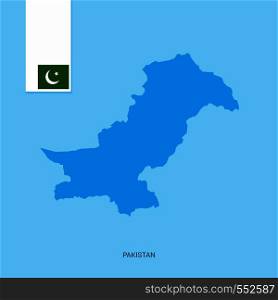 Pakistan Country Map with Flag over Blue background. Vector EPS10 Abstract Template background