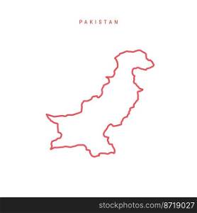 Pakistan editable outline map. Pakistani red border. Country name. Adjust line weight. Change to any color. Vector illustration.. Pakistan editable outline map. Vector illustration