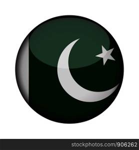 pakistan Flag in glossy round button of icon. pakistan emblem isolated on white background. National concept sign. Independence Day. Vector illustration.