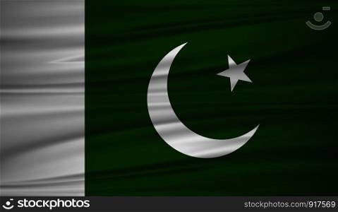 Pakistan flag vector. Vector flag of Pakistan blowig in the wind. EPS 10.