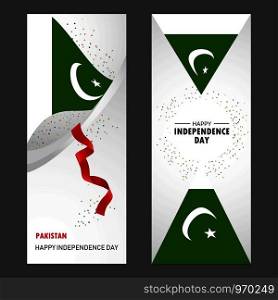 Pakistan Happy independence day Confetti Celebration Background Vertical Banner set