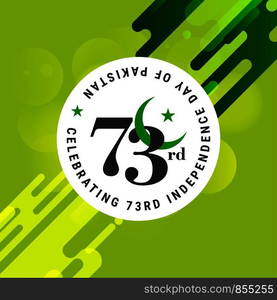 Pakistan Independence Day Typography Design. Creative Typography of 73rd Happy Independence Day of Pakistan Vector Template Design Illustration