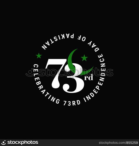 Pakistan Independence Day Typography Design. Creative Typography of 73rd Happy Independence Day of Pakistan Vector Template Design Illustration