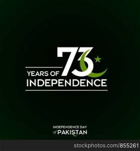 Pakistan Independence Day Typography Design. Creative Typography of 73rd Happy Independence Day of Pakistan Vector Template Design Illustration
