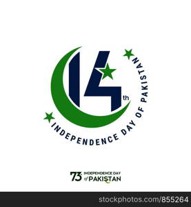 Pakistan Independence Day Typography Design. Creative Typography of 73rd Happy Independence Day of Pakistan Vector Template Design Illustration