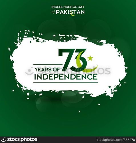 Pakistan Independence Day Typography Design. Creative Typography of 73rd Happy Independence Day of Pakistan Vector Template Design Illustration