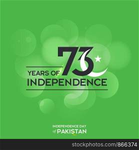 Pakistan Independence Day Typography Design. Creative Typography of 73rd Happy Independence Day of Pakistan Vector Template Design Illustration