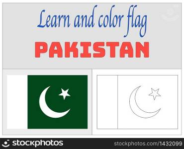 Pakistan national country flag. original colors and proportion. Simply vector illustration background. Isolated symbols and object for design, education, learning, postage stamps and coloring book, marketing. From world set
