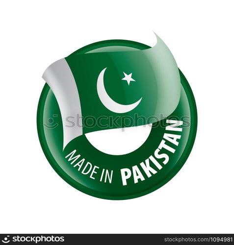 Pakistan national flag, vector illustration on a white background. Pakistan flag, vector illustration on a white background