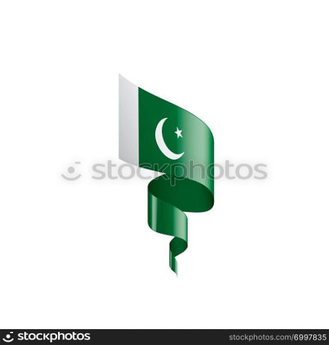 Pakistan national flag, vector illustration on a white background. Pakistan flag, vector illustration on a white background