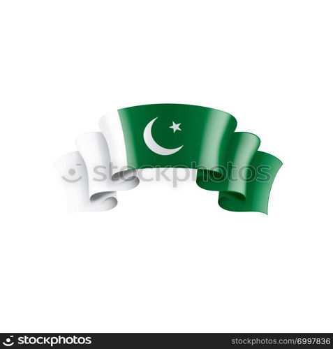 Pakistan national flag, vector illustration on a white background. Pakistan flag, vector illustration on a white background