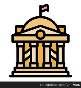 Palace parliament icon. Outline palace parliament vector icon color flat isolated. Palace parliament icon color outline vector