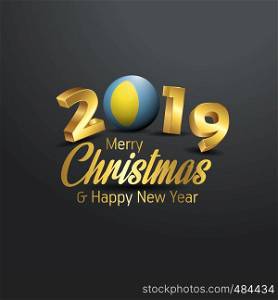 Palau Flag 2019 Merry Christmas Typography. New Year Abstract Celebration background