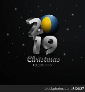 Palau Flag 2019 Merry Christmas Typography. New Year Abstract Celebration background