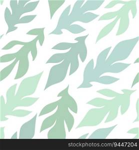 Pale mint color leaves seamless pattern. Botanical art. Simple repeating pattern. Vector art