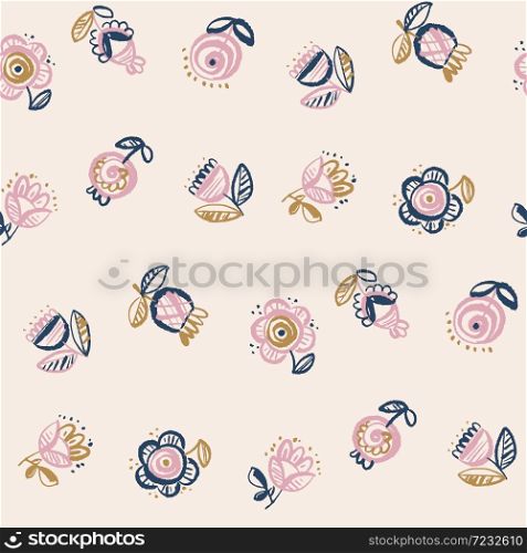 Pale nude rose color floral seamless pattern for background, wrap, fabric, textile, wrap, surface, web and print design. Decorative rustic fabric repeatable motif