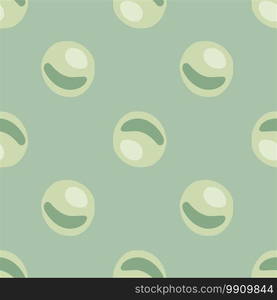 Pale seamless pattern with doodle green pearls shapes. Abstract ocean ornament on blue light background. Perfect for wallpaper, textile, wrapping paper, fabric print. Vector illustration.. Pale seamless pattern with doodle green pearls shapes. Abstract ocean ornament on blue light background.