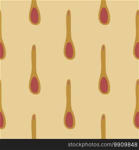 Pale seamless pattern with doodle spoon elements. Maroon colored details in kitchen tools. Dishware backdrop. Designed for wallpaper, textile, wrapping paper, fabric print. Vector illustration.. Pale seamless pattern with doodle spoon elements. Maroon colored details in kitchen tools. Dishware backdrop.