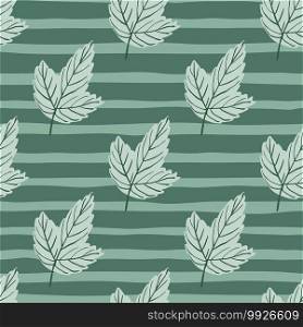 Pale seamless pattern with grey outline leaf silhouettes. Autumn backdrop with striped background. Perfect for fabric design, textile print, wrapping, cover. Vector illustration.. Pale seamless pattern with grey outline leaf silhouettes. Autumn backdrop with striped background.