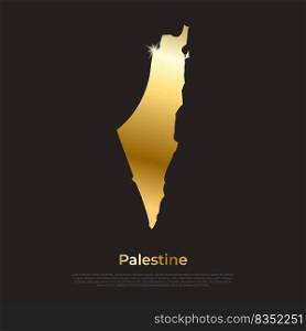 Palestine country border map in gold golden metal color design. Vector illustration