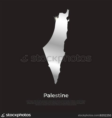 Palestine country border map in silver metal color design. Vector illustration