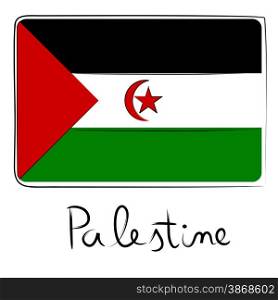 Palestine country flag doodle with title text isolated on white