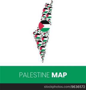 Palestine map filled with flag-shaped circles Vector Image
