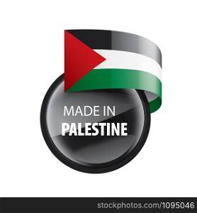 Palestine national flag, vector illustration on a white background. Palestine flag, vector illustration on a white background