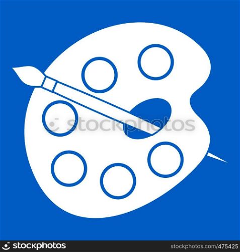 Palette icon white isolated on blue background vector illustration. Palette icon white