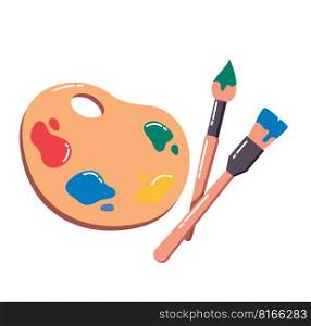 palette painting and paintbrush. artist symbol vector illustration