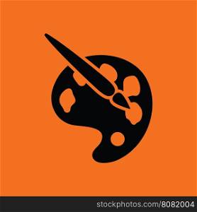 Palette toy ico. Orange background with black. Vector illustration.