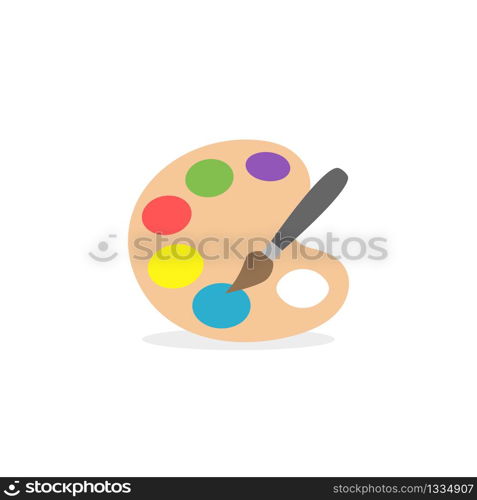 Palette with paints and brush icon isolated on white background. Vector EPS 10
